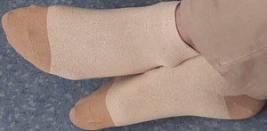 Two Tone Low Cut Brown Socks worn