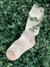 Load image into Gallery viewer, Two Tone Mid Calf Brown Socks on Bush